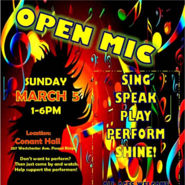 The Pound Ridge Recreation Department is hosting an Open Mic at Conant Hall.