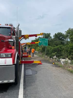Truck Carrying Ammonium Nitrate On I-81 Overturns Creating Traffic Mess