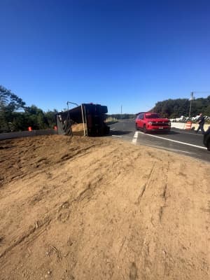 Overturned Dump Truck Blocks I-95 Ramp On Friday Morning In Maryland