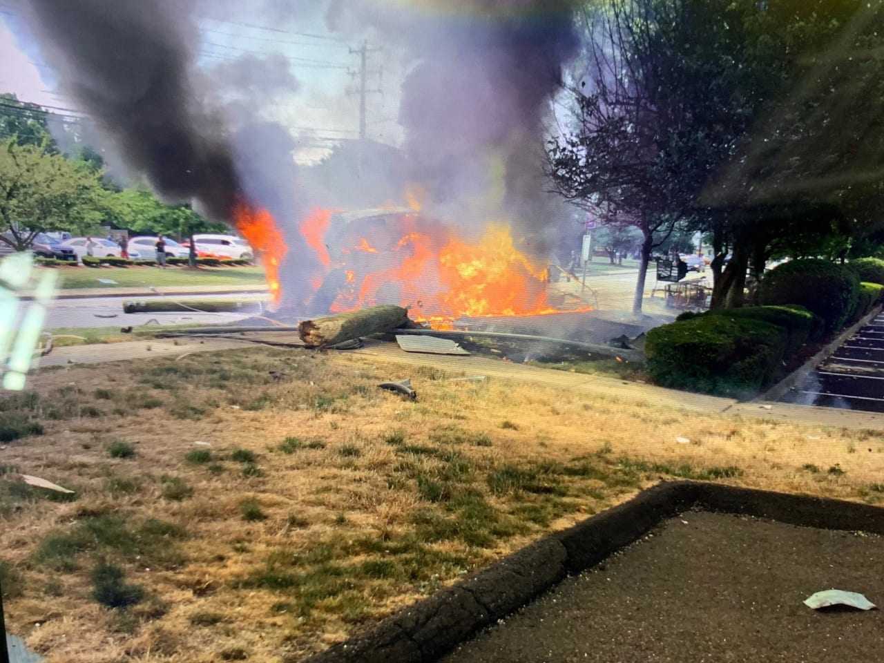 A fiery four-car crash took out three utility poles in Norwalk.