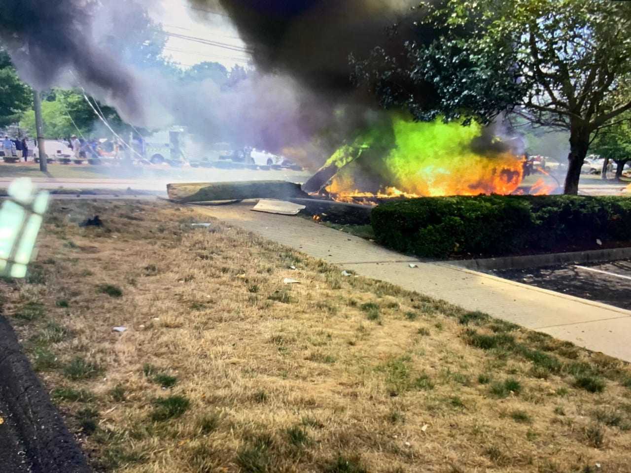A fiery four-car crash took out three utility poles in Norwalk.