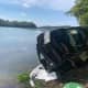 A car was totaled after crashing near a Northern Westchester reservoir.