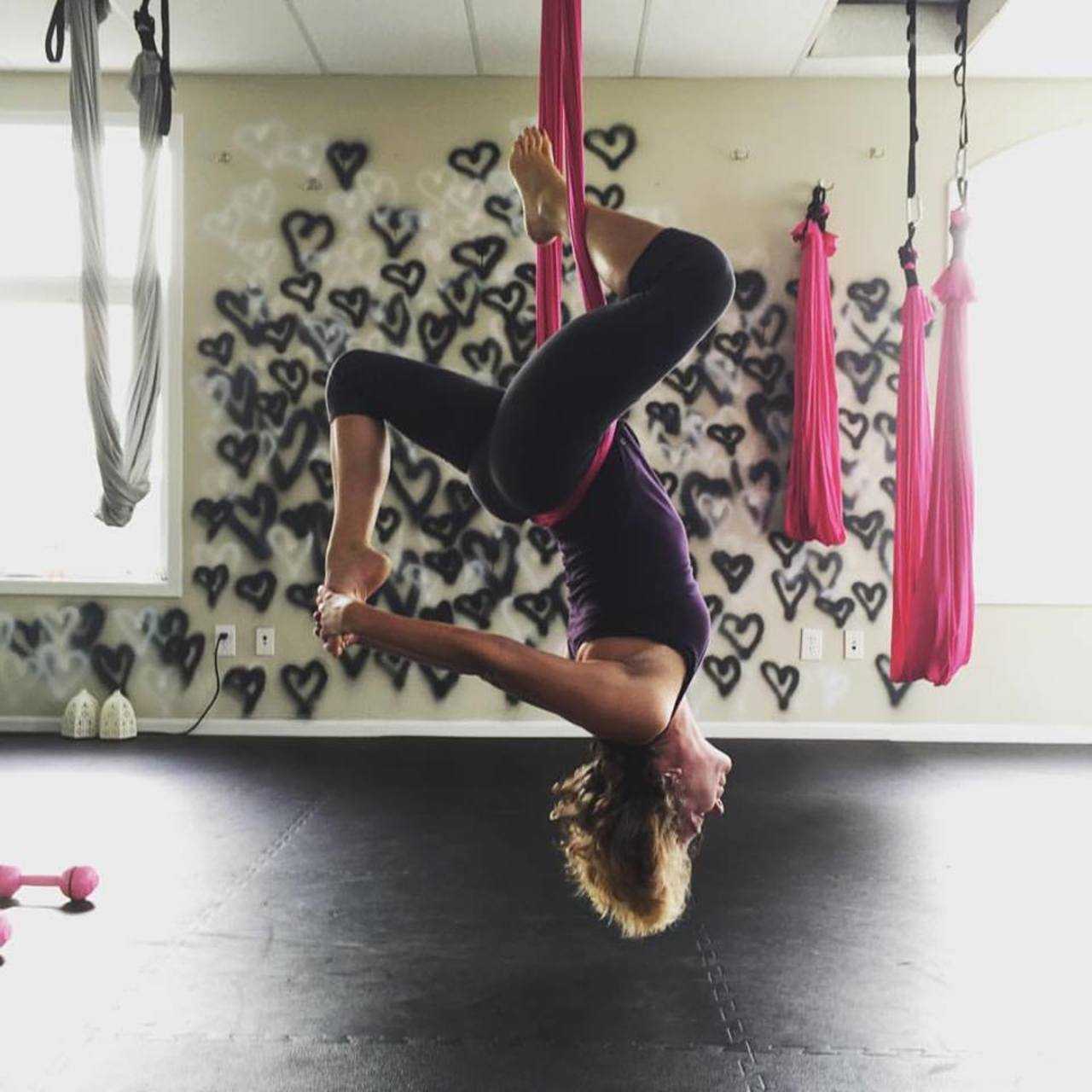 Lauren Killoran hangs out in the yoga studio.