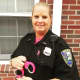 Officer Shelly Farrell is all pinked out for Breast Cancer Awareness month.
