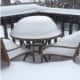 Christine Matthews' Jefferson Valley deck is covered in snow.