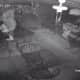 Surveillance cameras capture the burglar entering Rowayton Pizza.