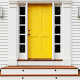 Inviting Yellow pops up more and more as a front door color, especially on white homes.