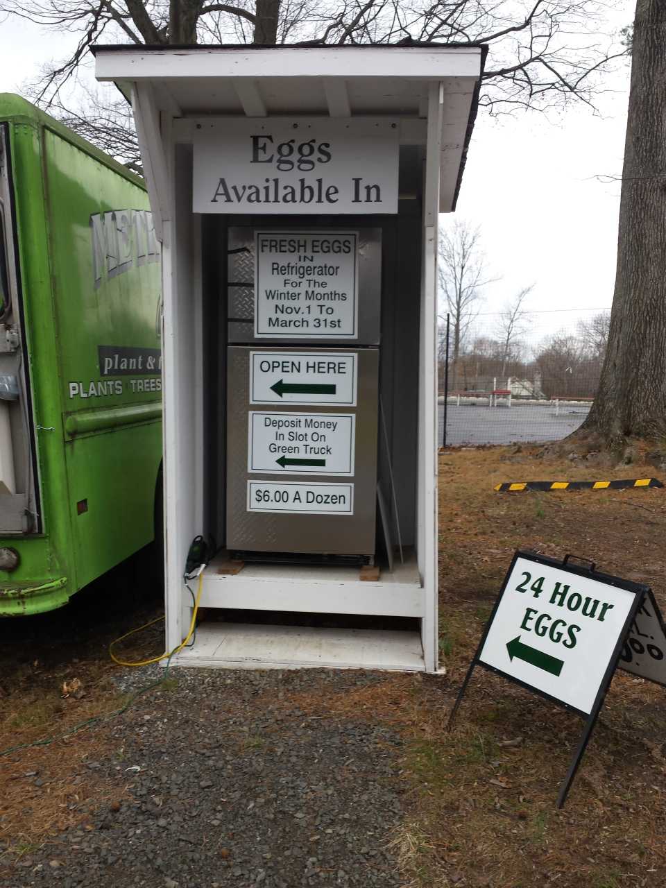 Metropolitan Farm in Closter offers eggs 24-hours a day, even during the winter when other parts of the farm are closed. 