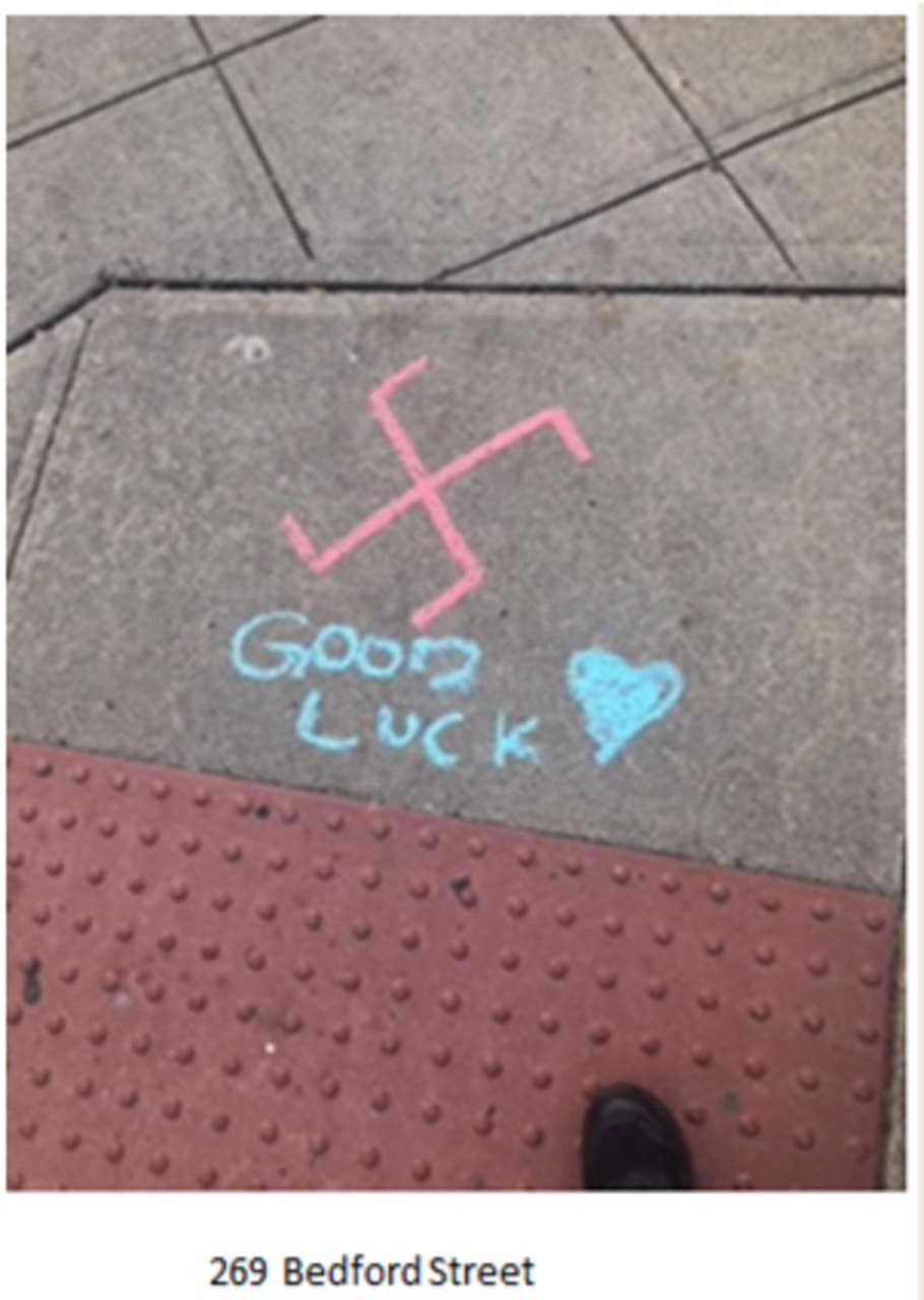 The hate drawing found at 269 Bedford St.