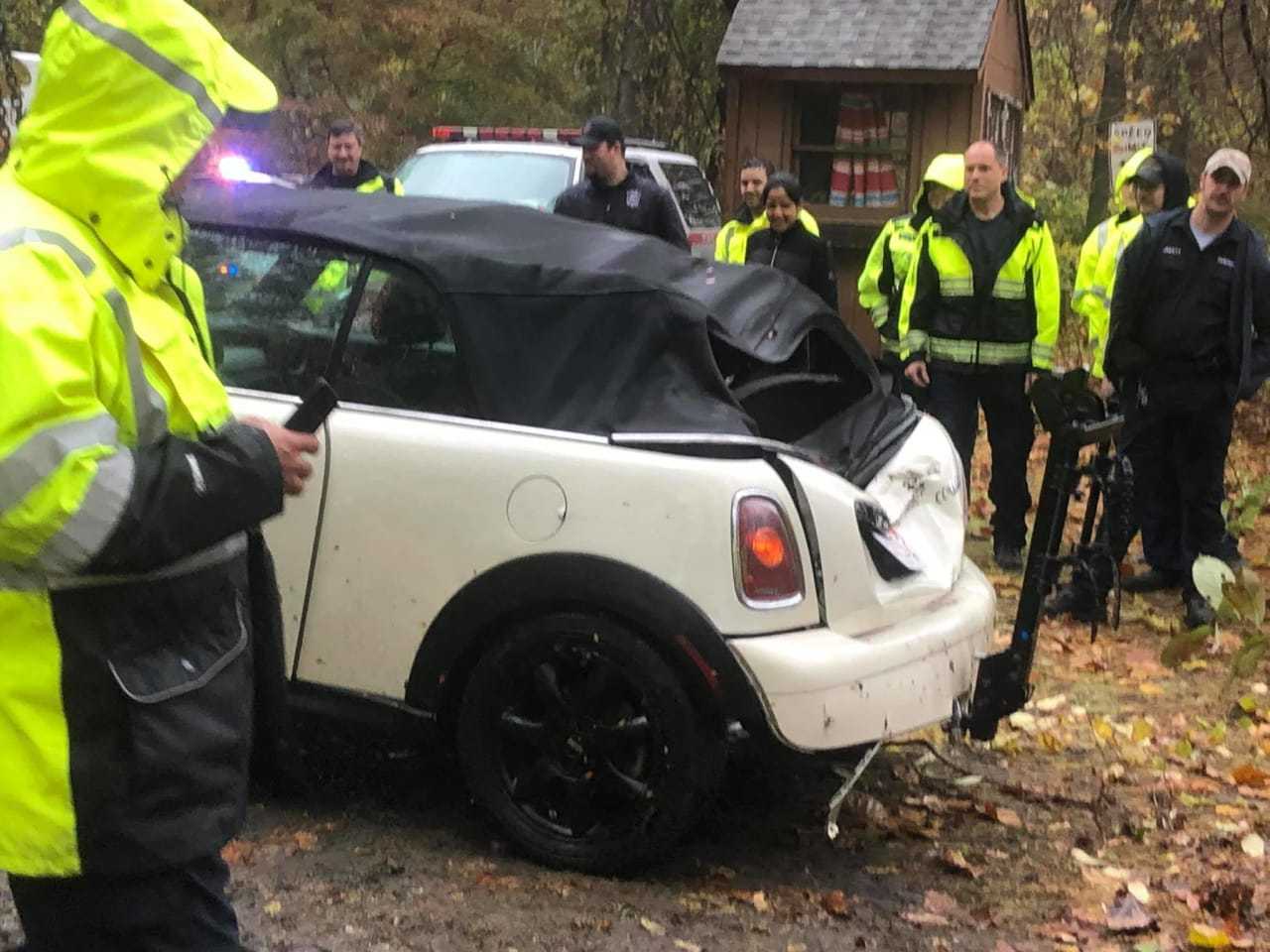 A car plunged nearly 75 feet near a dam in Northern Westchester.