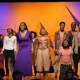 The cast of "Aida" rehearses at Spring Valley High School last spring.