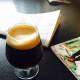 A nitro iced coffee is served in a beer glass at Bank Square Coffeehouse in Beacon.