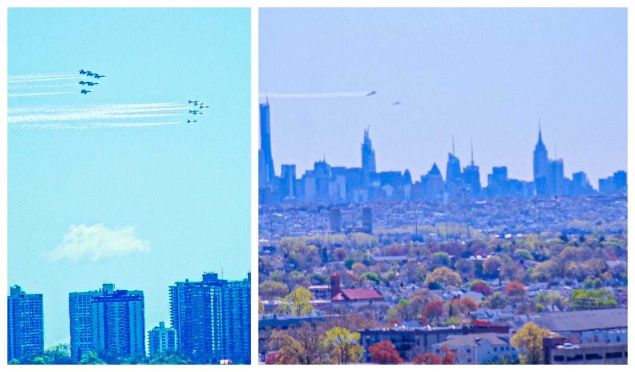The view from Hackensack: Thunderbirds and Blue Angles fly over NJ, CT, NY and PA in honor of healthcare workers on the frontlines of coronavirus.