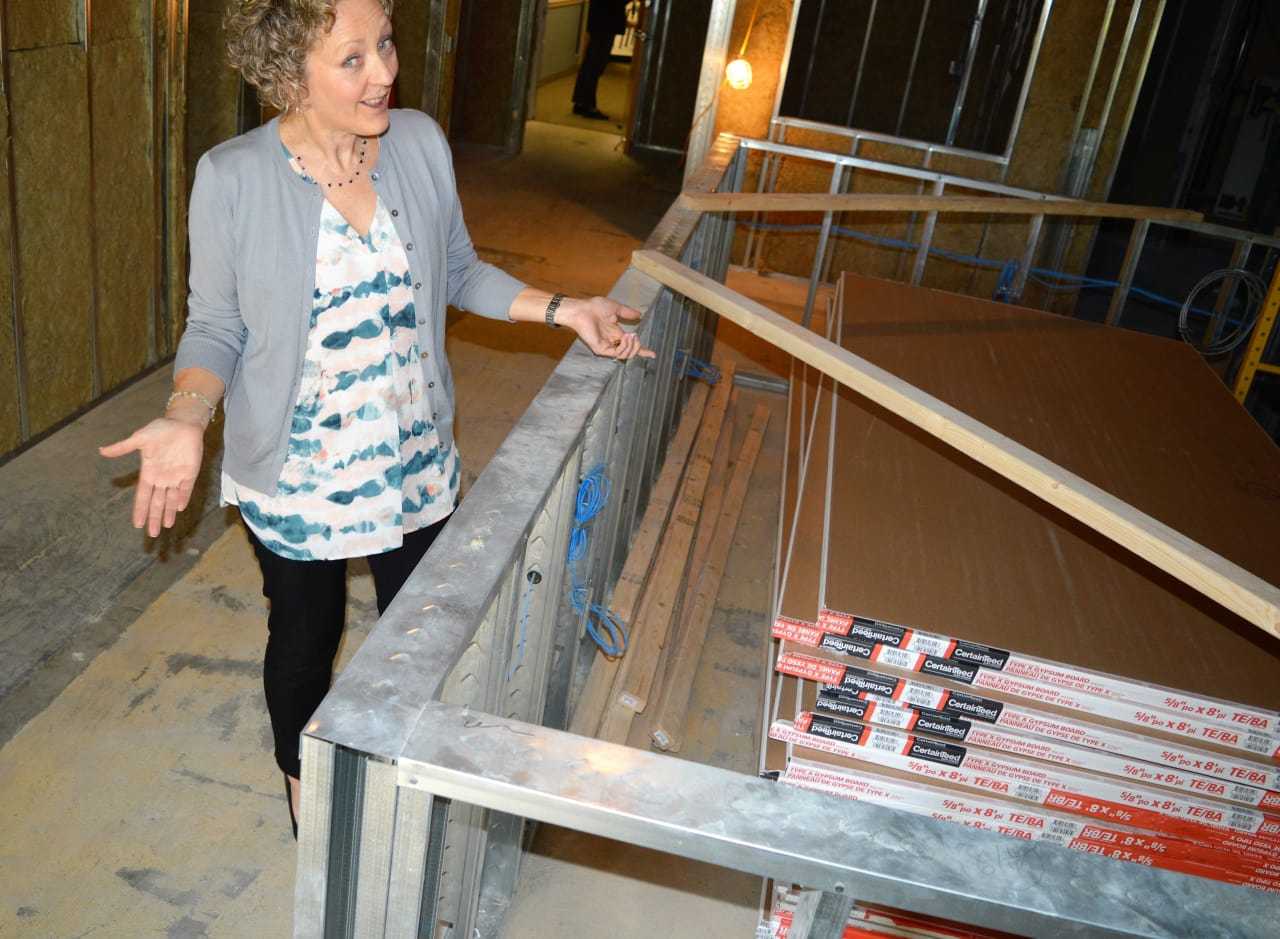 Amanda Missey of BVMI at the central nursing station now under construction at 75 Essex Street.
