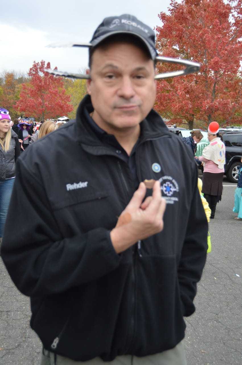 Even adults get in on the fun at the Trunk or Treat event at the Redding Community Center..