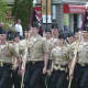 Students in the ROTC program step off for the Memorial Day Parade, held early in Bethel.