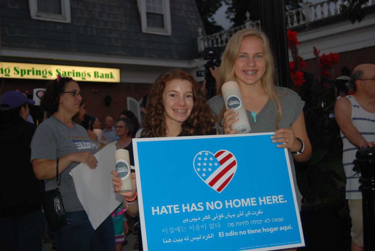 People gathered in Glen Rock for a candlelight vigil.
