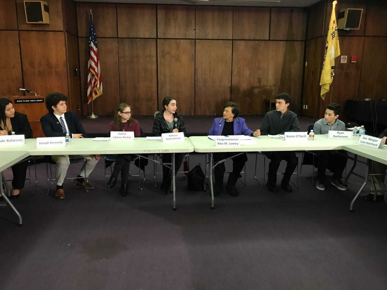 U.S. Rep. Nita Lowey hosted a roundtable discussion with students about gun violence and prevention.