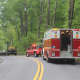 Fire units and tow trucks on the scene on Weber Hill Road.