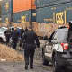 The CSX train hit the vehicle at Columbia and Cortland avenues near the Bergenfield border around 8:30 a.m.