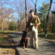Hexe and Paul get ready to go home after an exciting afternoon at the Saddle River Dog Park.