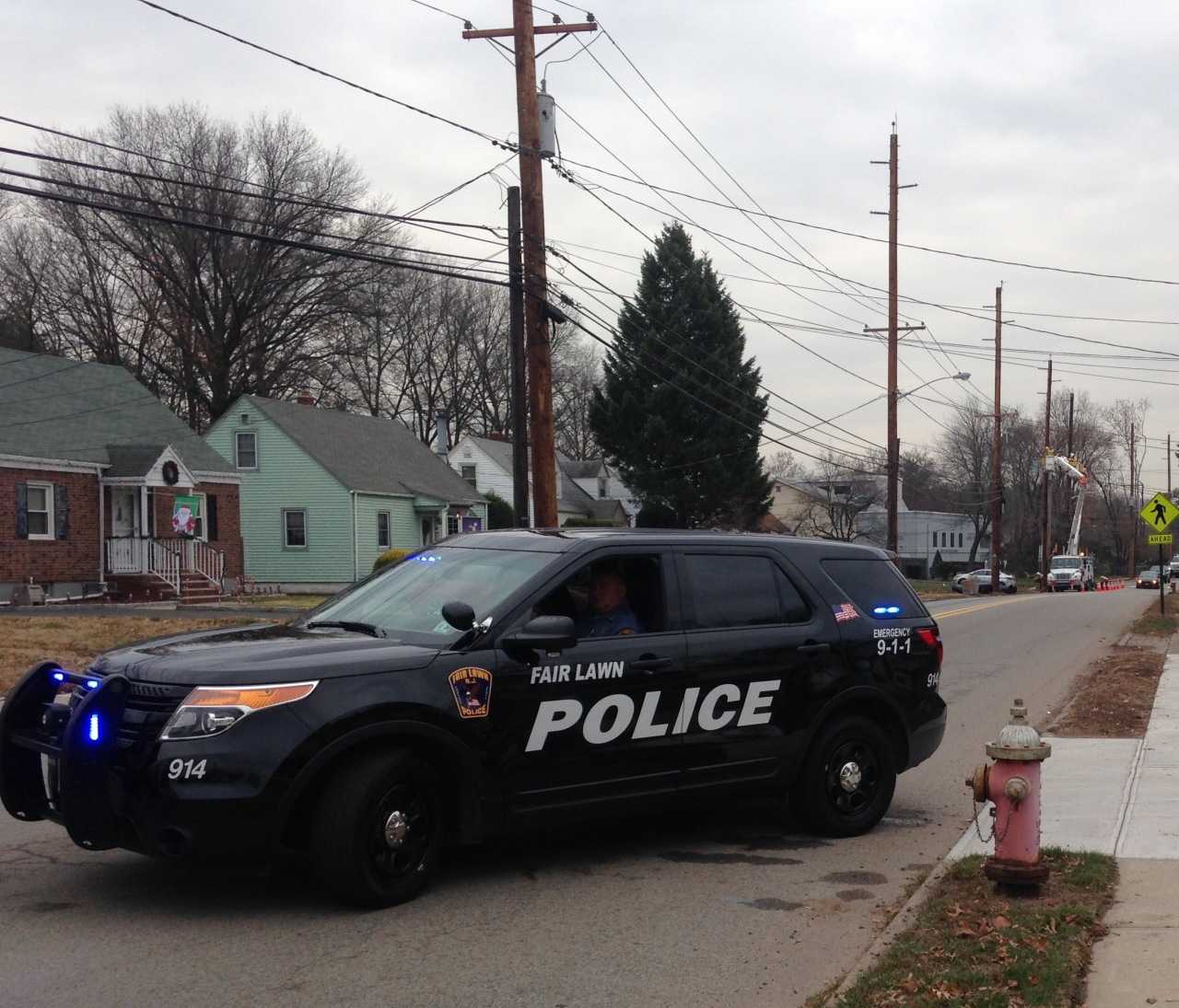 Fair Lawn police redirect traffic on Saddle River Road.