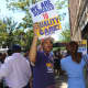 Union members picketed outside New York-Presbyterian/Lawrence Hospital.