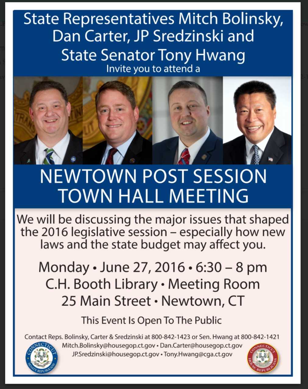 Newtown post-session meeting