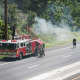 The GRFD extinguishes a brush fire Sunday.