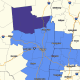 A look at counties covered by a frost advisory (in blue) and freeze warnings (purple).