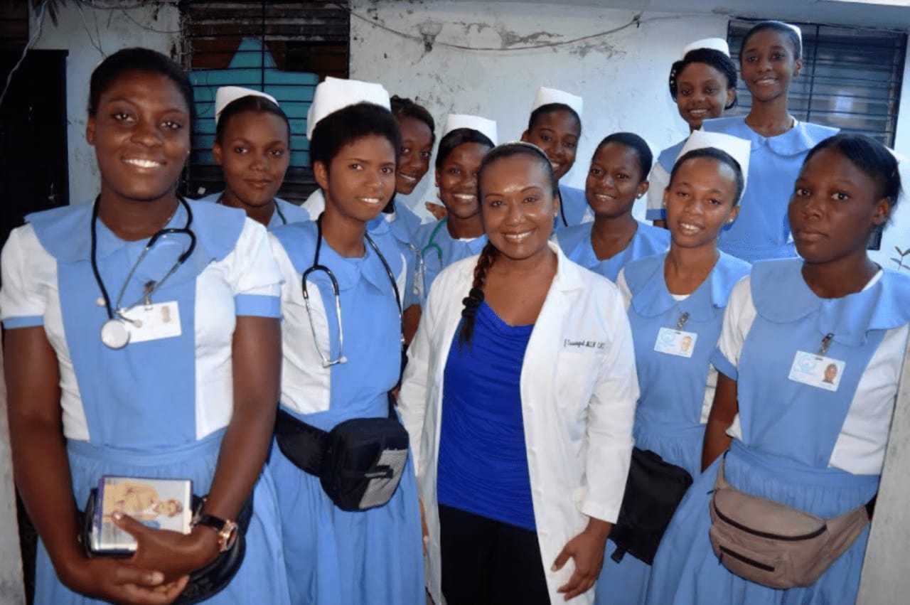 Jackie Cassagnol of Spring Valley in the white lab coat, visited Haiti earlier this month to help train nurses in response to Hurricane Matthew.