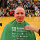 Science department chair Ray Turek after his head was shaved