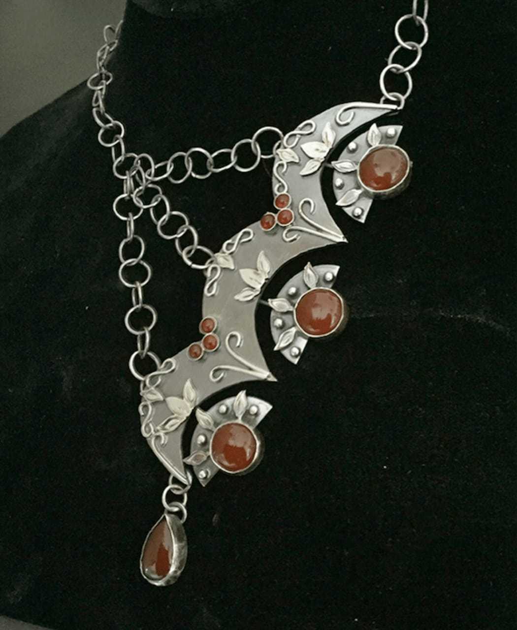 Emma Boland, age 16. Gold medal. carnelian and sterling silver necklace made entirely by hand.