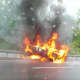 A pickup truck was fully engulfed in flames at the Saw Mill Parkway/I-684 merger on Thursday morning.