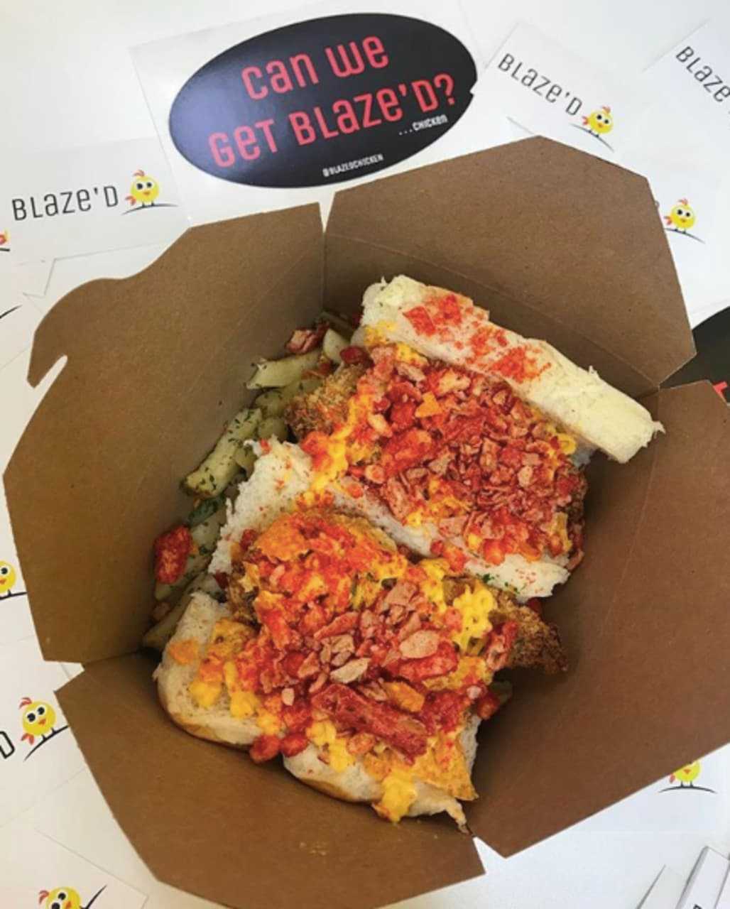 Order a variety of chicken options topped with your choice of veggies and sauces at Blaze'D Chicken in Hackensack.
