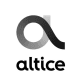 The logo for Altice USA based in Delaware and Altice Europe, a Dutch company.