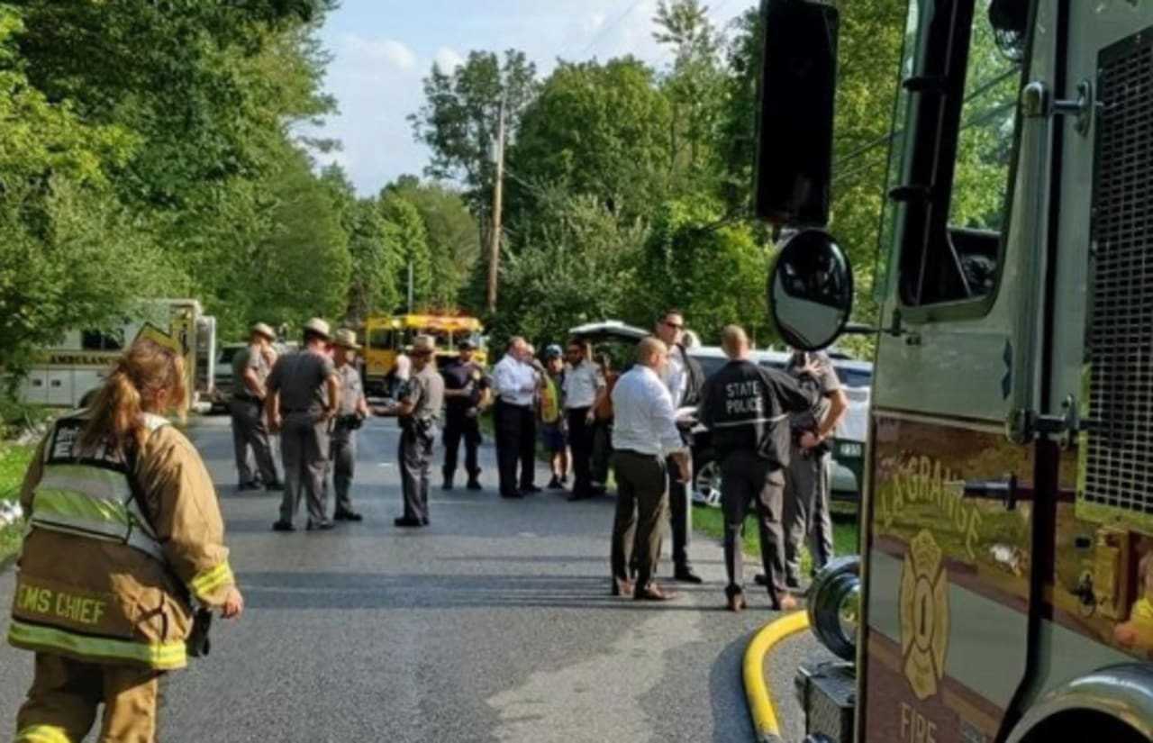 Emergency responders at the crash scene.