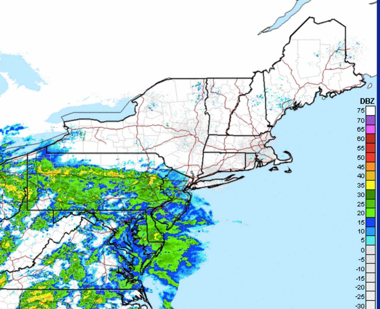 A radar image of the storm system at 8 p.m. Saturday, Nov. 23.