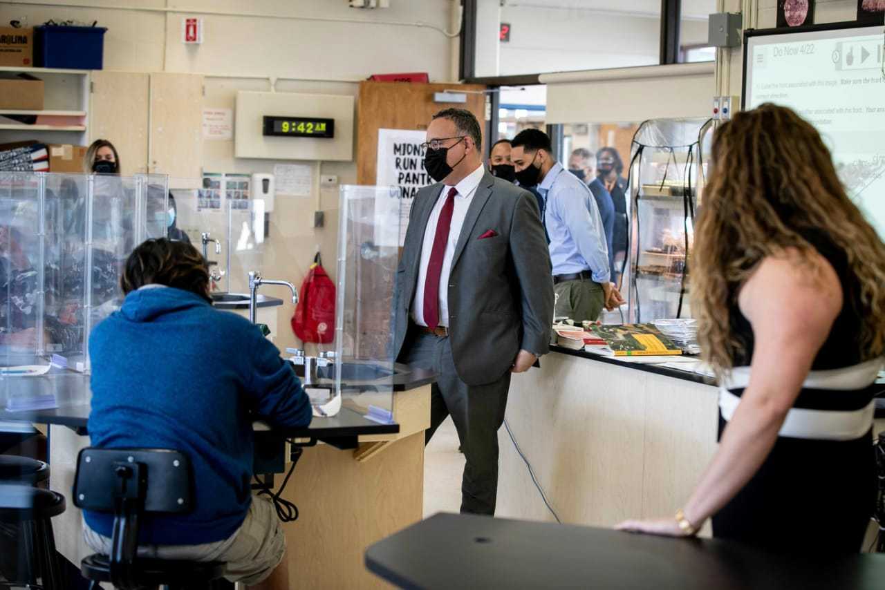 US Education Secretary Miguel Cardona visiting White Plains schools this week.