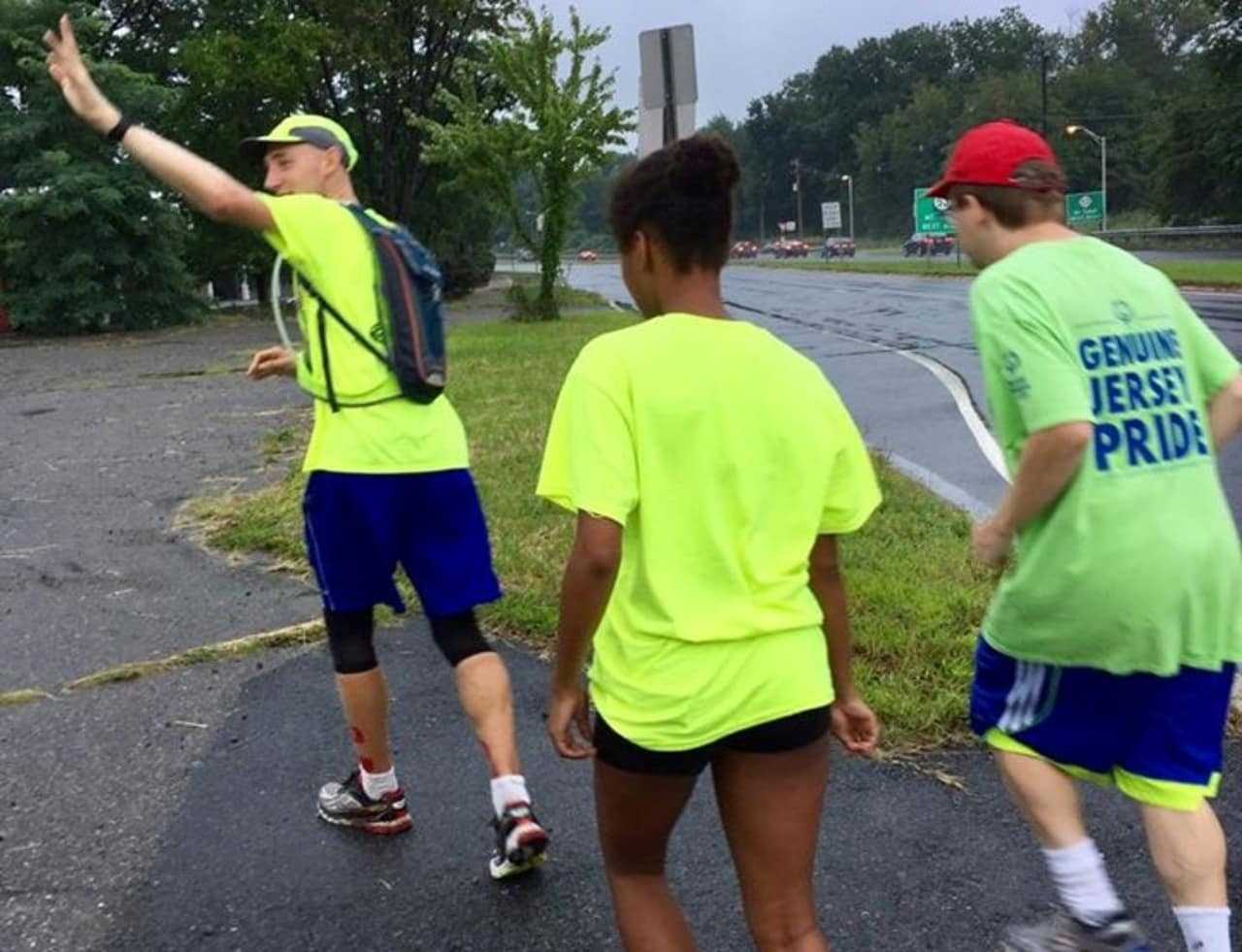 Athletes with the West Milford Special Olympics ran with Kyle Lang.