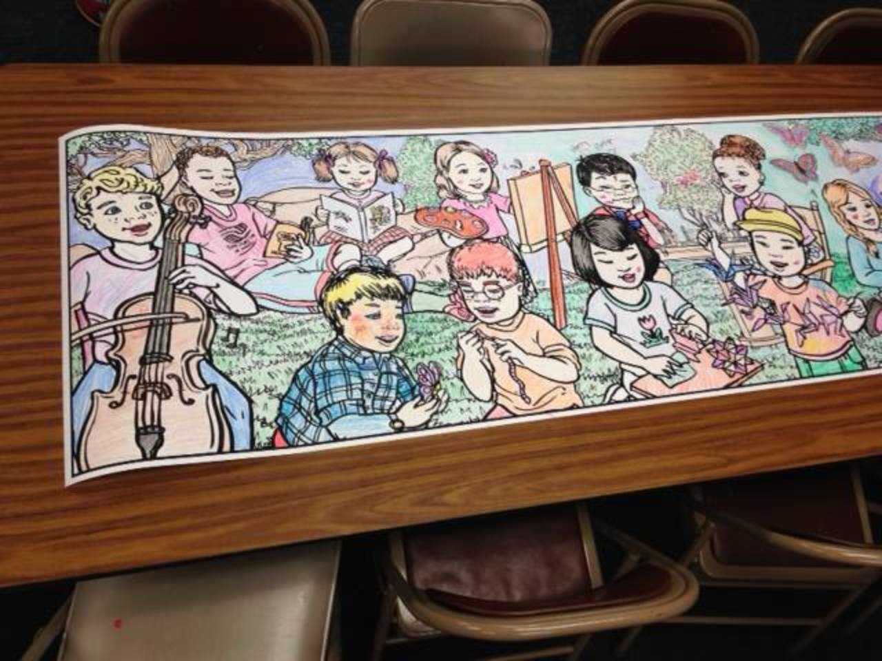 Kids at the Harrington Park Public Library recently colored a mural, that's currently on display.