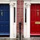 Navy and red remain classic choices for front door colors. Wallauer's Design Director Kimberly Scappaticci recommends Benjamin Moore's Aura Exterior Paint.