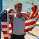 New Canaan's Andrew Campbell shows his gold medal at the U23 World Championships.