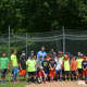 Lucas Duda and kids pose for photos at Summer Trails Day Camp in Somers.