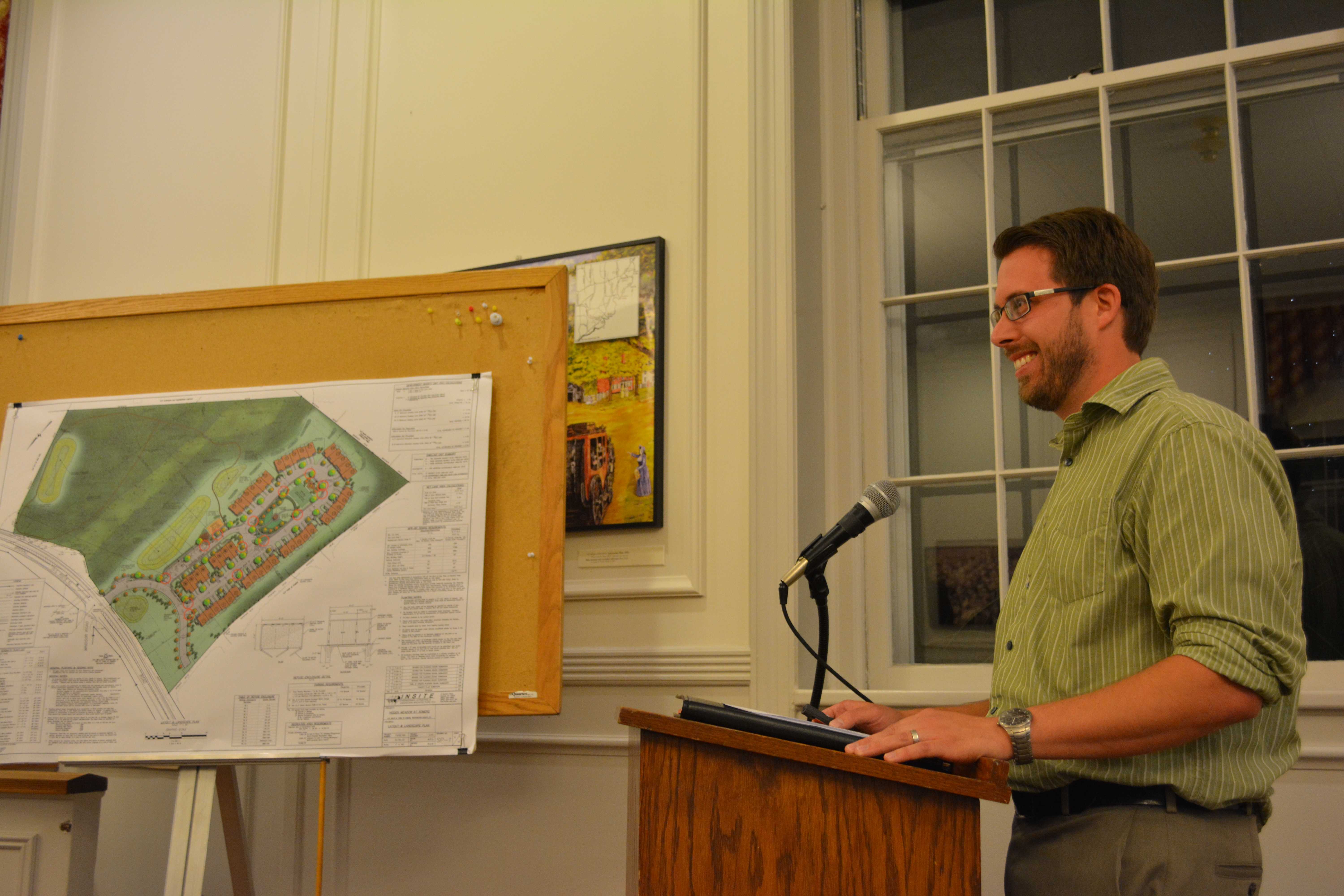 Richard Williams, an engineer representing the Hidden Meadow proposal developer, spoke at the Somers Planning Board's meeting on Aug. 13.