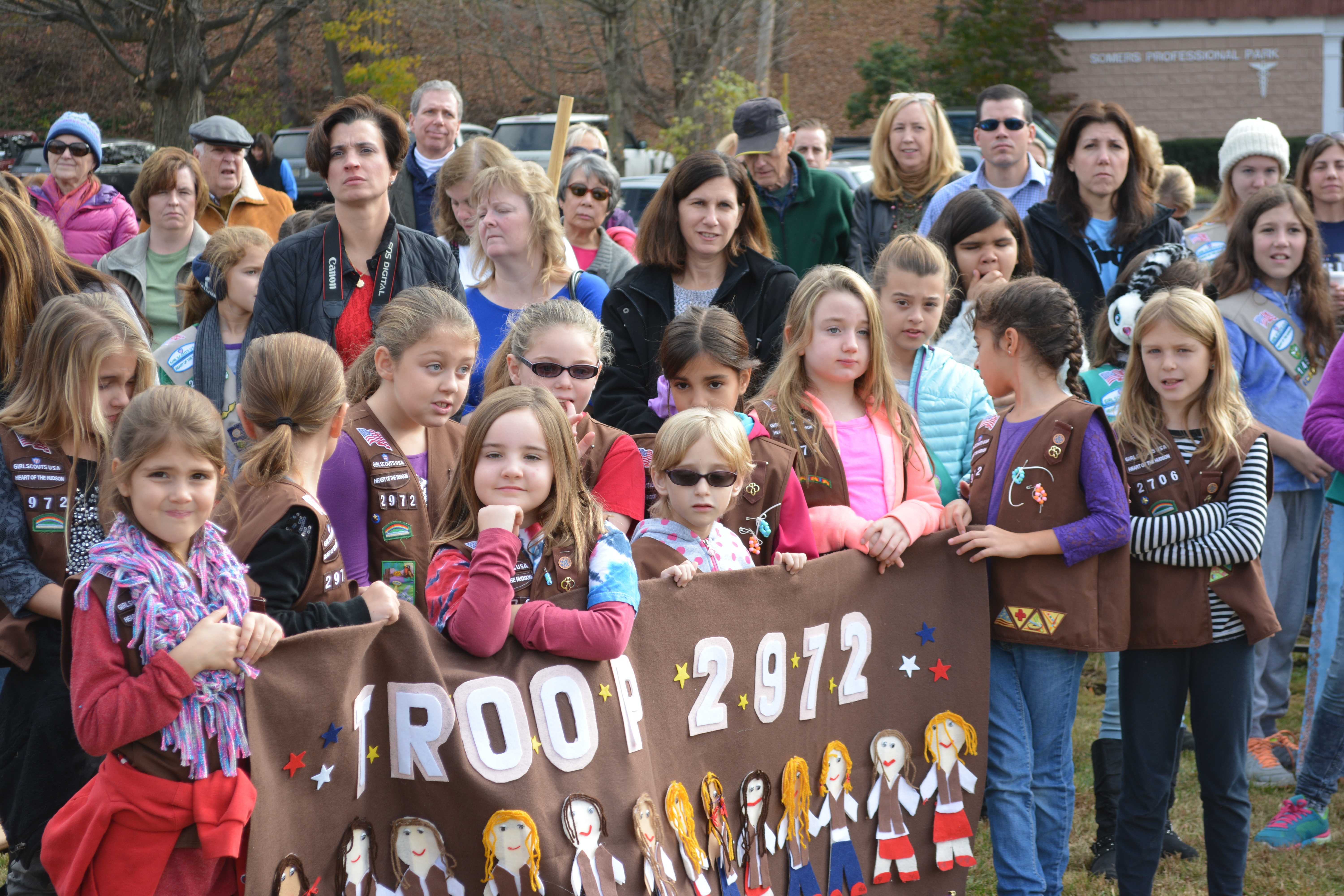Girl Scout troops were among the local groups present at the Somers Veterans Day ceremony.