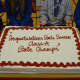 A cake was served in honor of the Somers High School varsity girls soccer team's state championship victory.