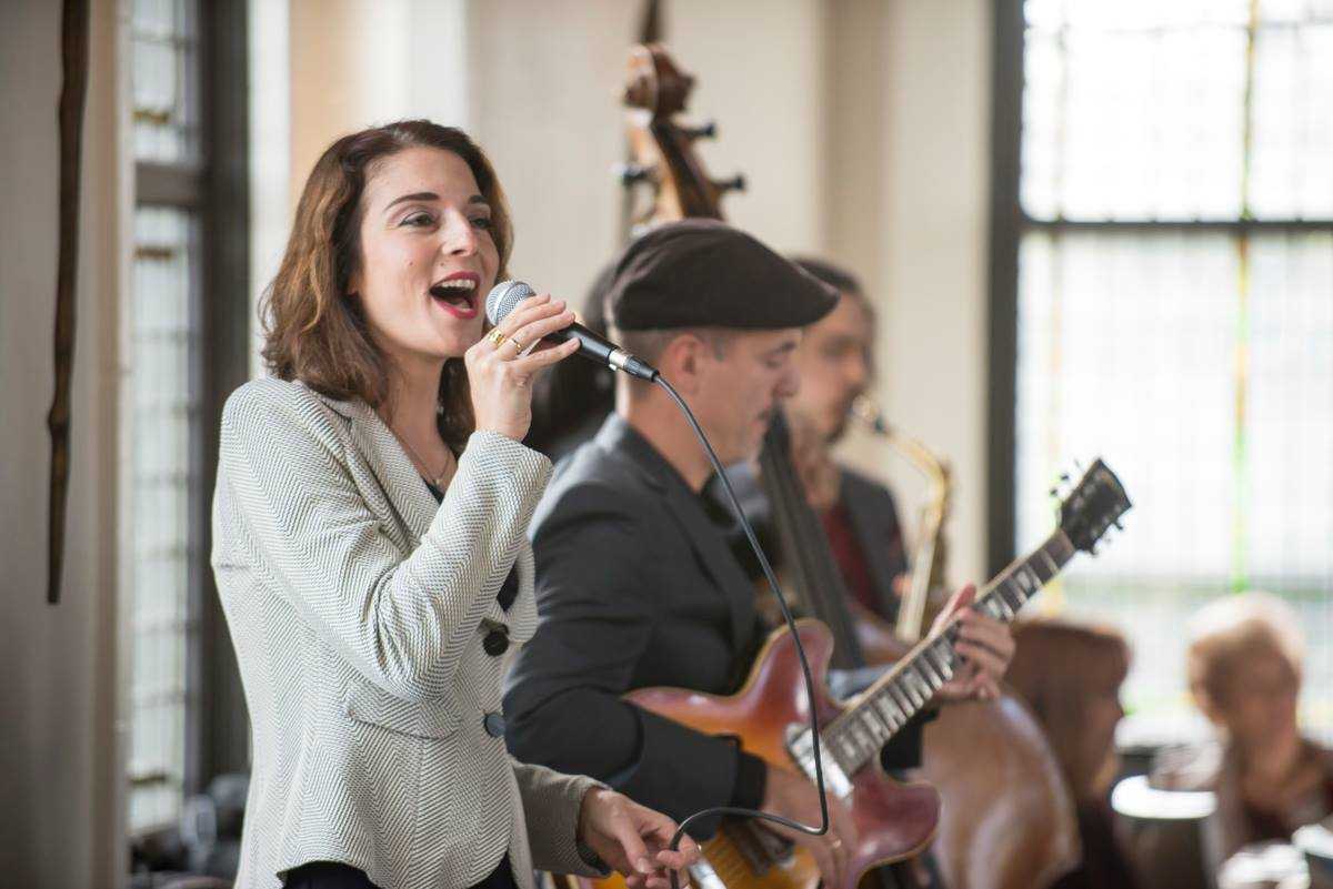 From left, performers and Conservatory jazz faculty Alma Micic on vocals, Rale Micic on guitar, and Nicolas Biello on sax.