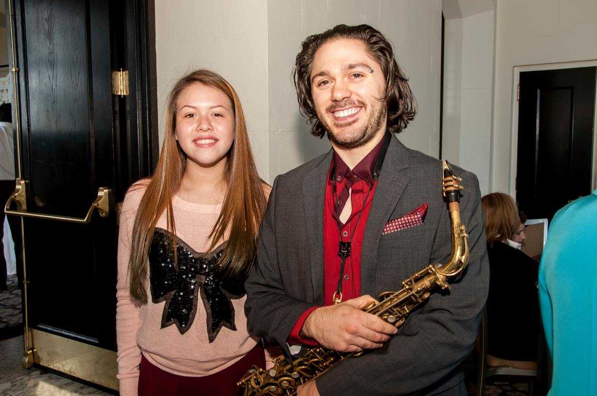 Leilani Orozco of White Plains, who is in her second year of study at the Music Conservatory of Westchester, poses with her teacher Nick Biell.