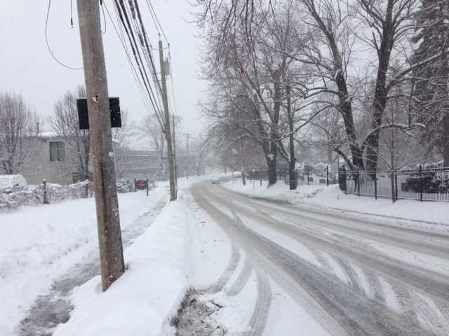 Marble Avenue in Pleasantville following Thursday's snowstorm